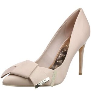 Ted Baker Satin Cream Heels with Bow Detail